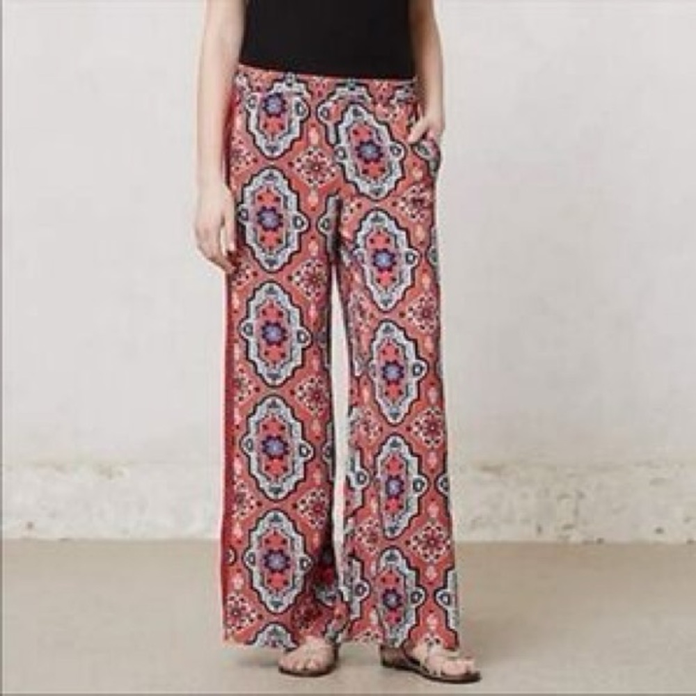 Anthropologie Lilka Paisley Scarf Print Elastic Waist Pants
